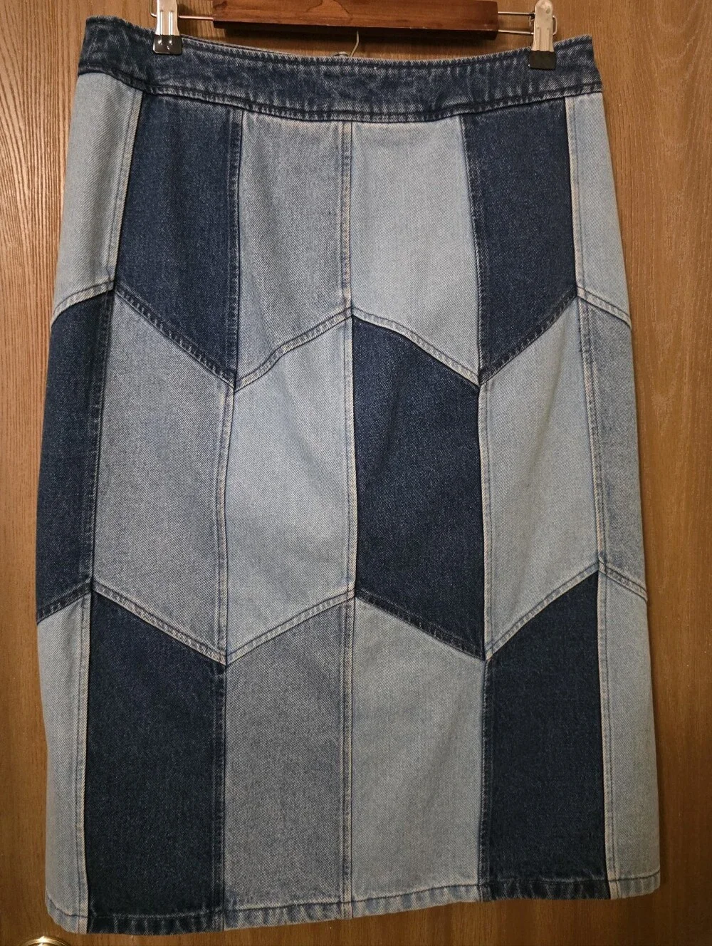 Sezane Alexane Skirt Denim Patchwork - Size 10